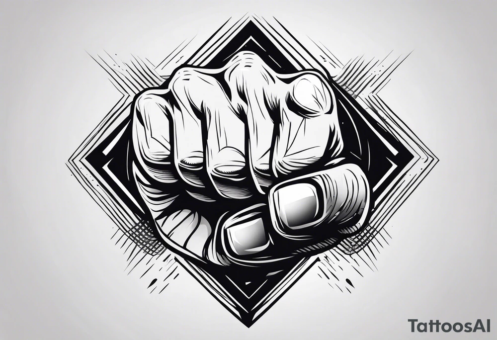 A clenched fist on the back using negative space techniques tattoo idea A clenched fist on the back using negative space techniques tattoo idea
