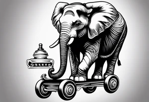 Elephant wearing roller skates tattoo idea