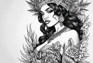 Black Goddess of marijuana tattoo idea
