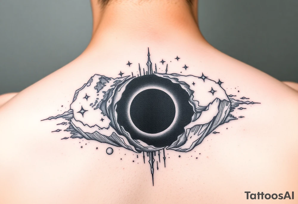 2 different worlds on both sides of a black hole tattoo idea