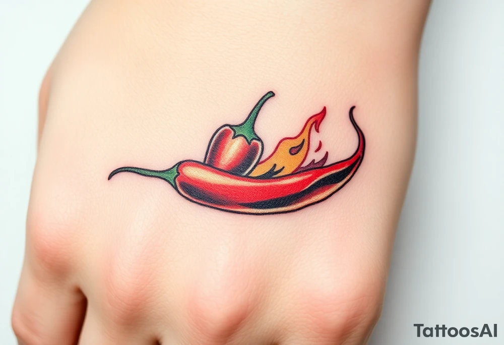 Chili pepper and fire tattoo idea