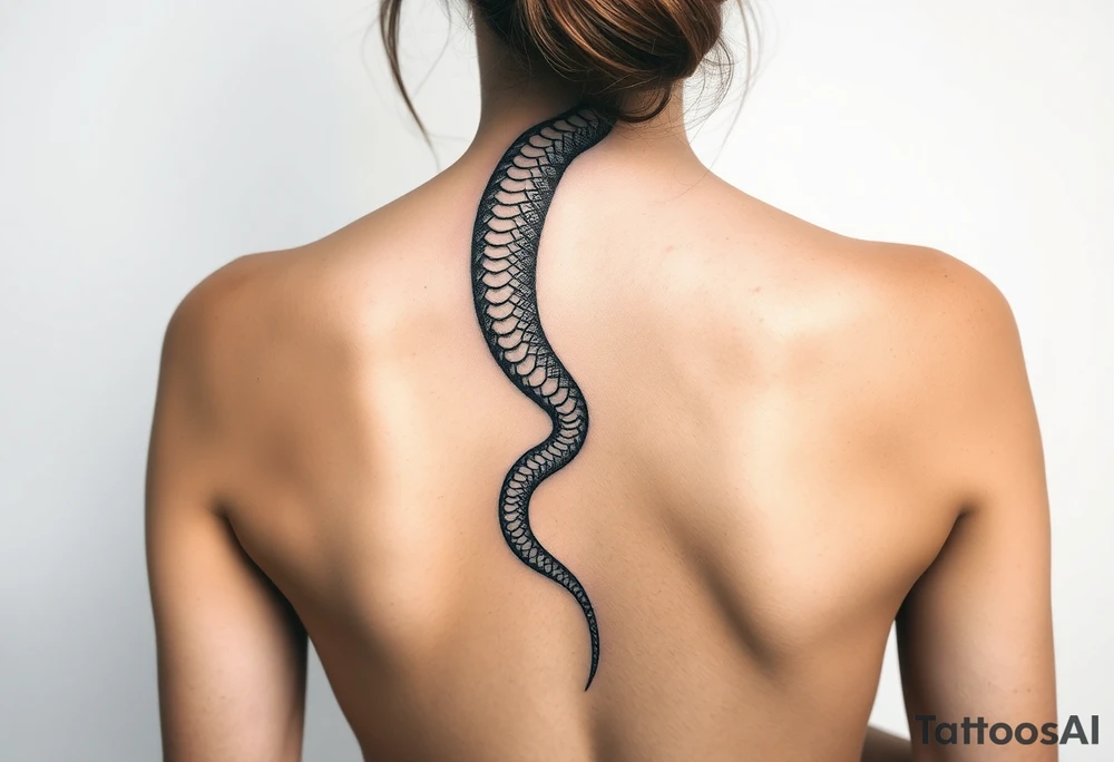 Snake  shedding skin Javanese 
Down spine tattoo idea