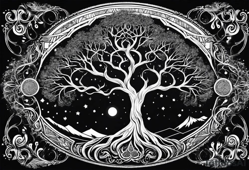 yggdrasil made of stars tattoo idea