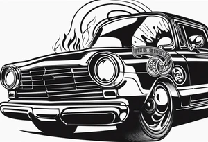 Gear shifting knob and money and fire tattoo idea