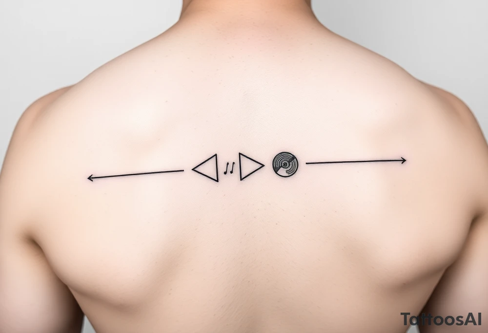 Line tattoo of play, pause, stop rewind, with mental and spiritual awareness. tattoo idea