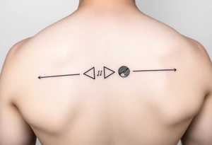 Line tattoo of play, pause, stop rewind, with mental and spiritual awareness. tattoo idea