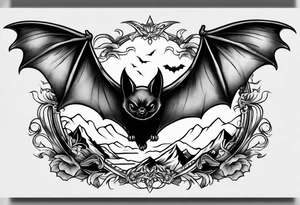 Flying bat tattoo idea