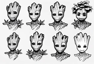 baby Groot half sleeve tattoo idea
