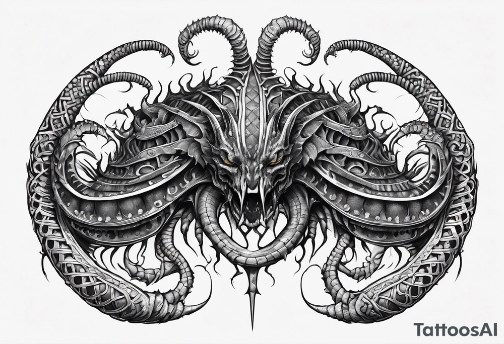 medieval bony demonic centipede warped on the collar bone with a fine point and sketch style tattoo idea