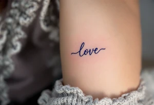 A silver  ᚹ symbol for love rune with blue accents, surrounded by violet tattoo idea