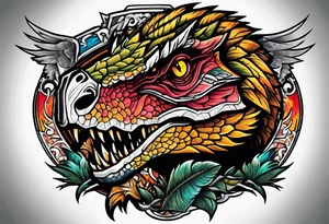 Old school raptor jurasic park tattoo idea