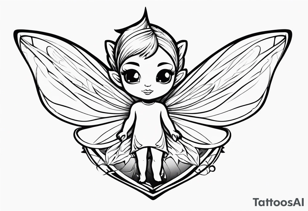 a mischievous pixie or sprite with E.J.R hidden it in tattoo idea