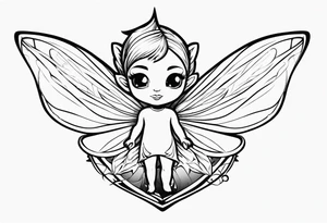 a mischievous pixie or sprite with E.J.R hidden it in tattoo idea