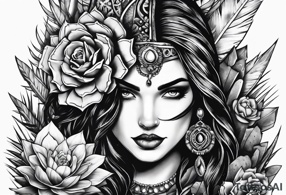 Lobo com cactos tattoo idea