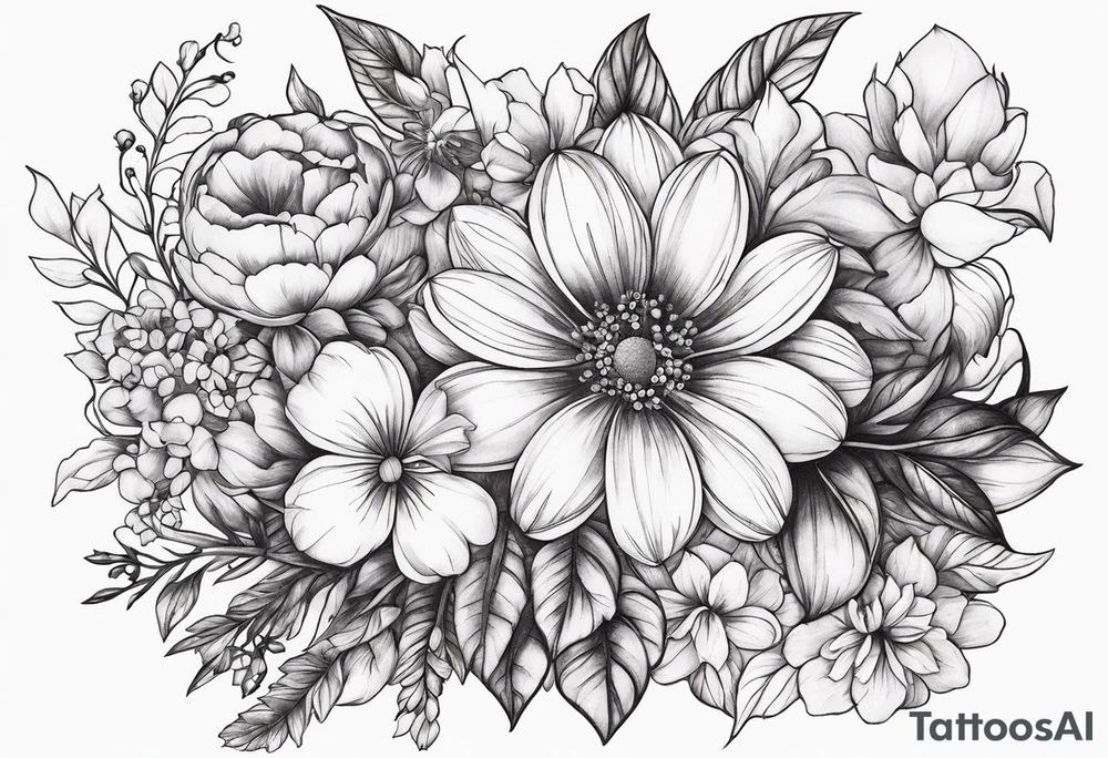 ornaments of flowers tattoo idea