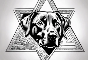 dog inside a triangul tattoo idea