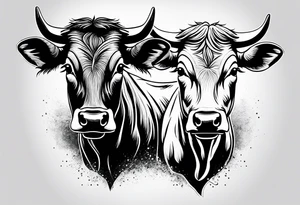 two cow facing each other tattoo idea