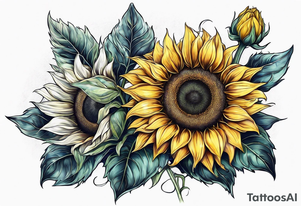 Sunflower for a male tattoo idea