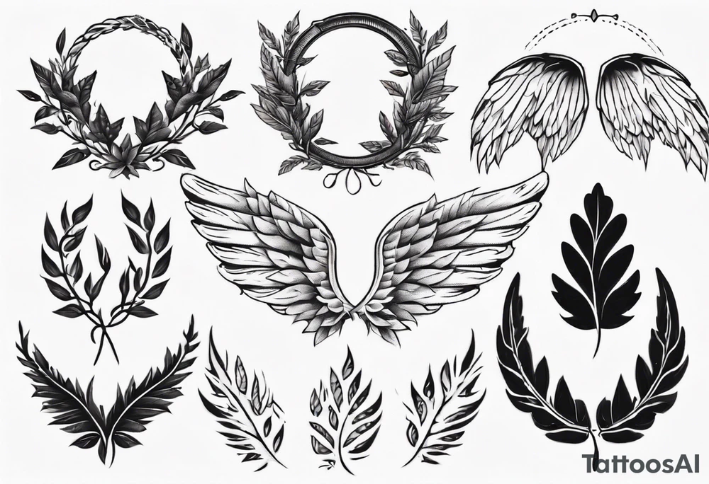 wreath leaves Wings tattoo idea