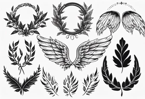 wreath leaves Wings tattoo idea