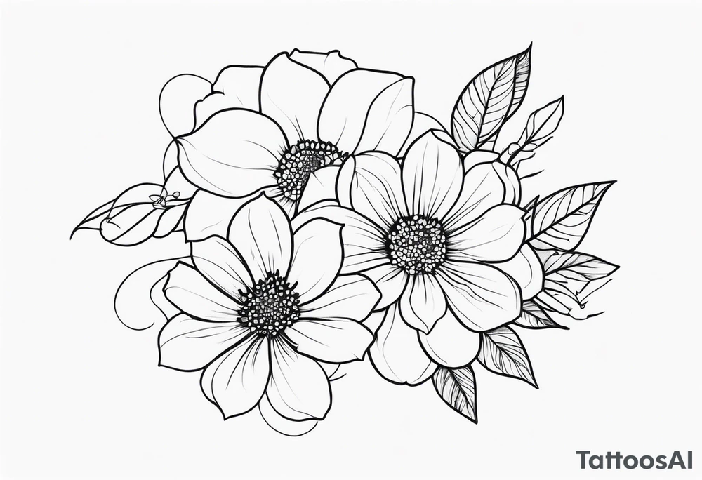 floral tattoo representing 3 kids tattoo idea