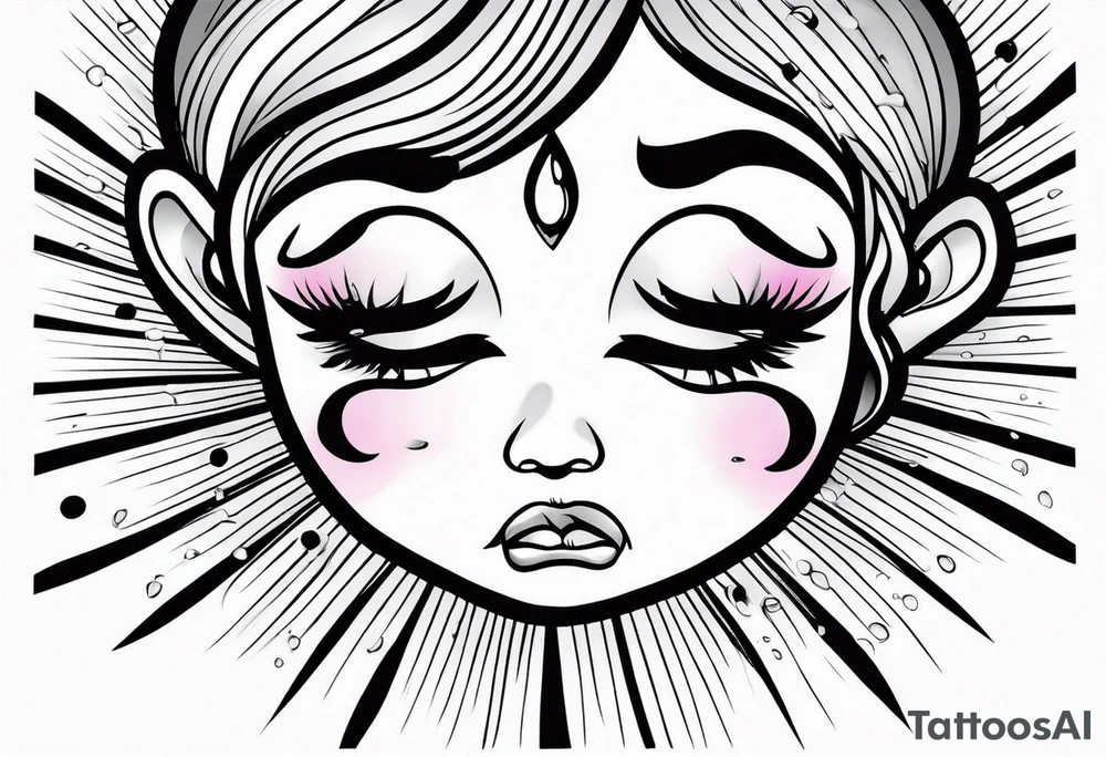 crying face with tears tattoo idea