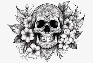 Flowers with skull l tattoo idea
