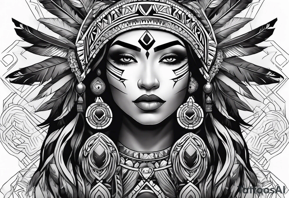 beautiful, kali, valkrye, goddess, native american, chest tattoo idea