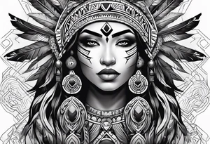 beautiful, kali, valkrye, goddess, native american, chest tattoo idea