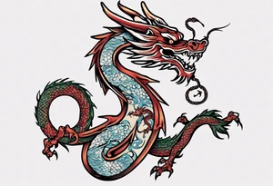 A simple tattoo of the year "2024" with a simple Chinese dragon tattoo idea
