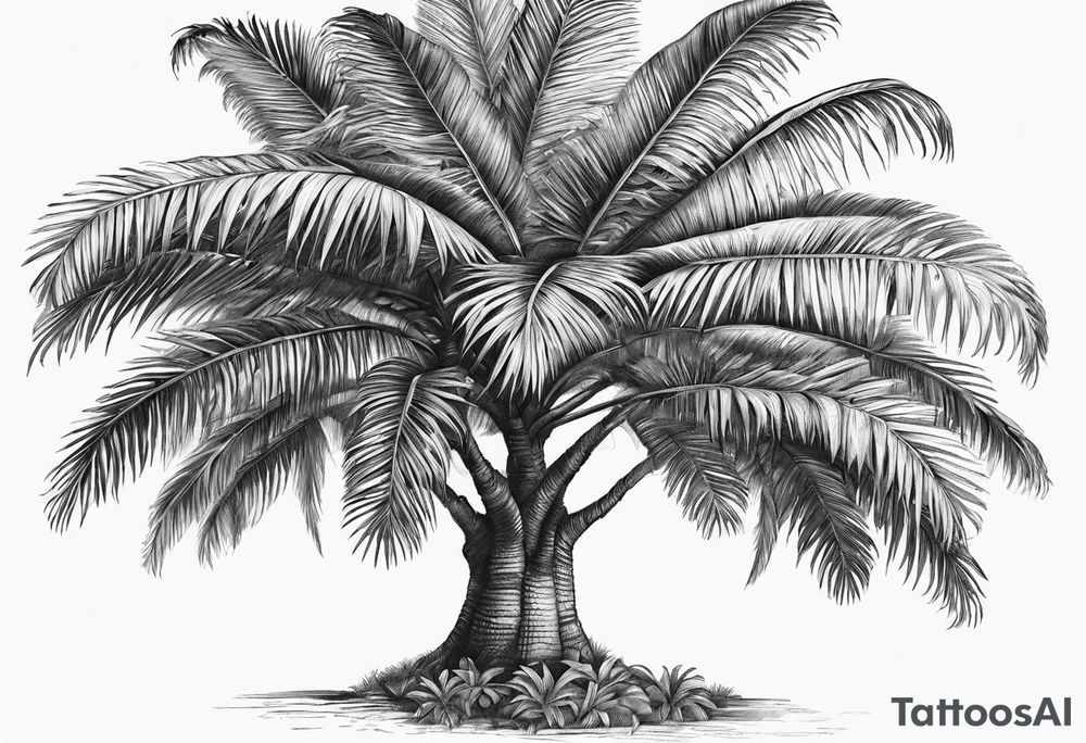 tree palm but swap leaves with hands tattoo idea