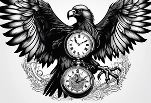 Vulture Holding Pocket watch tattoo idea