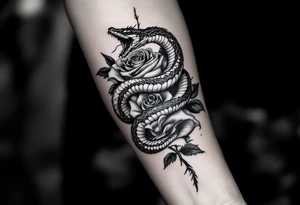 powerful snake wrapped around a rose a partner tattoo tattoo idea