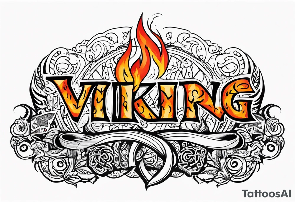 Viking funeral on fire tattoo idea