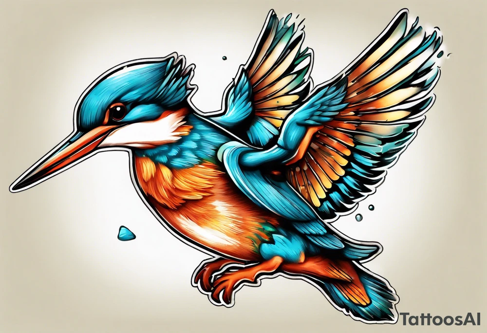 Kingfisher taking flight tattoo idea