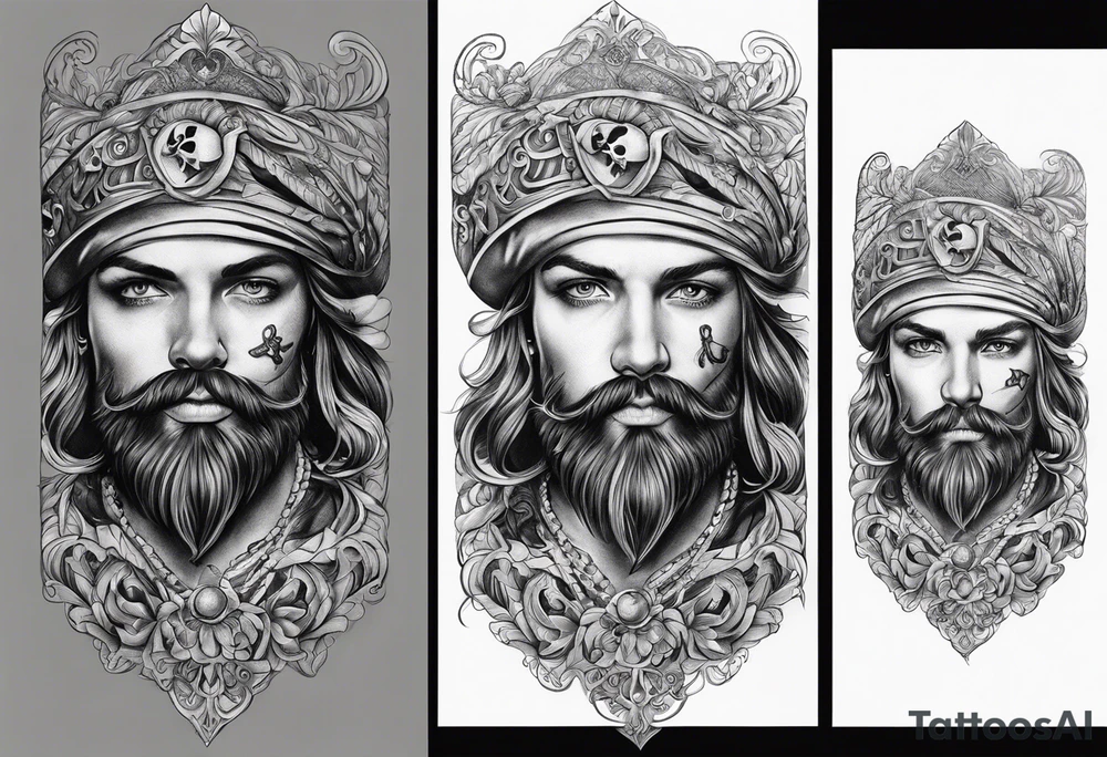 Pirate filigree sleeve tattoo idea