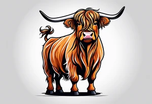 goofy highland cow standing on hind legs tattoo idea