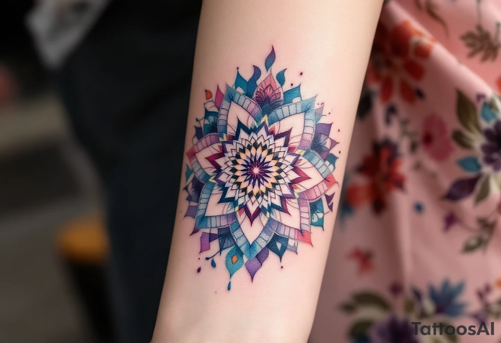 mandala melting tattoo idea