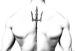 realistic muscular man with trident tattoo idea