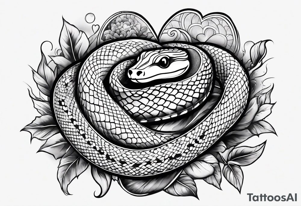 A cute snake with hearts. tattoo idea