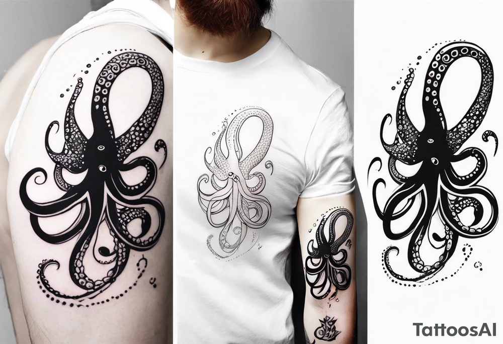 Octopus in sea view upper arm full sleeve tattoo idea