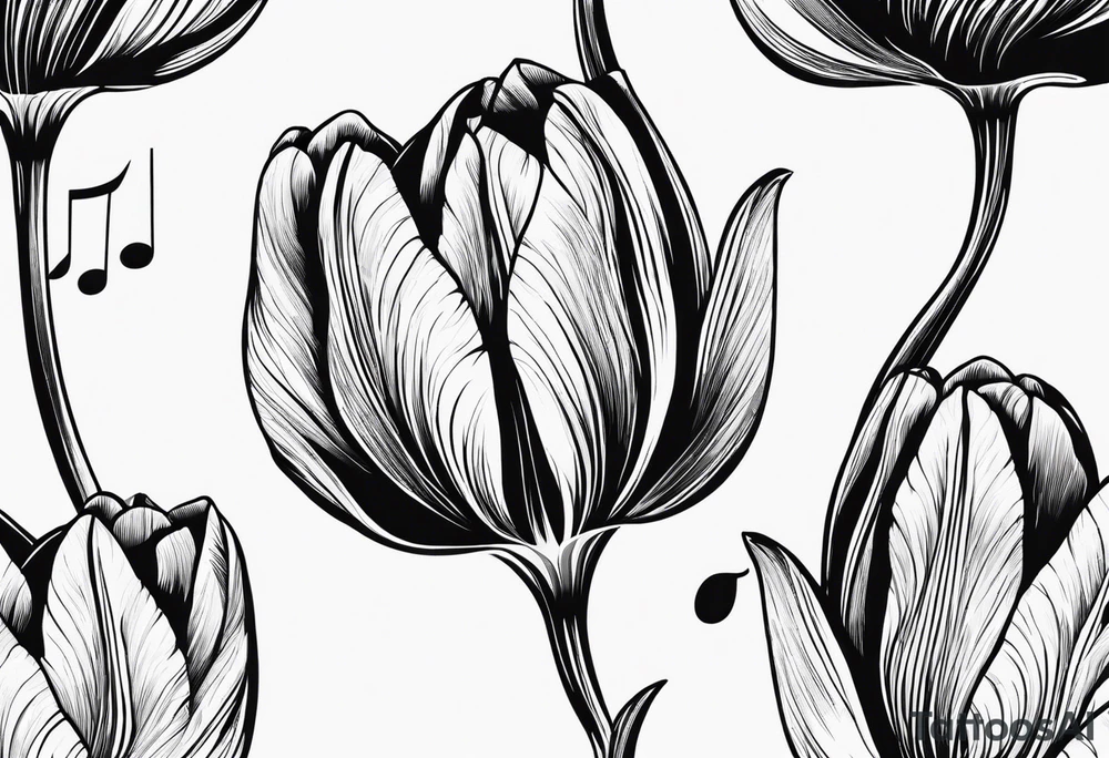 Tulip with music note tattoo idea