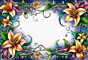 Lillys vines hanging wrapping around with a beautiful night sky tattoo idea