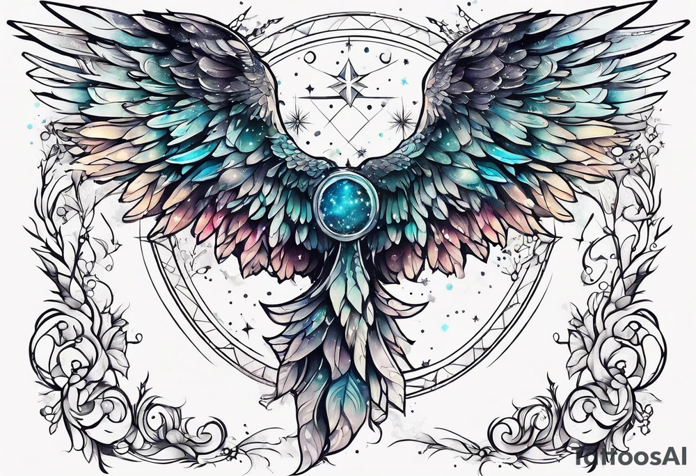 Constellation, Angel wing , animal  snow , cross tattoo idea