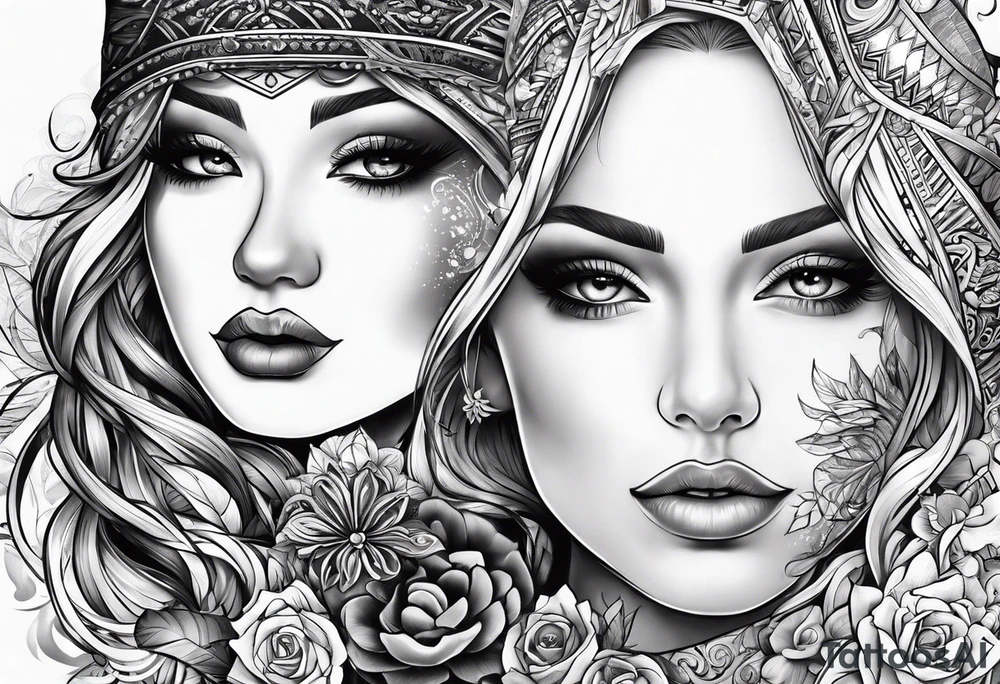 A pair of tattoos for a guy and a girl tattoo idea