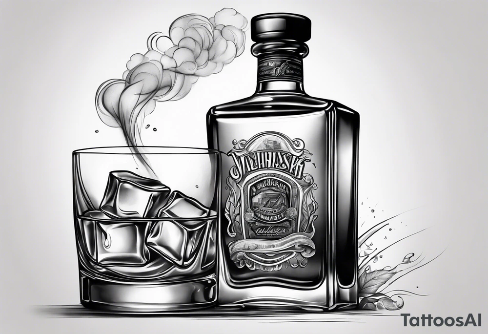 whiskey with smoke coming out of glass tattoo idea
