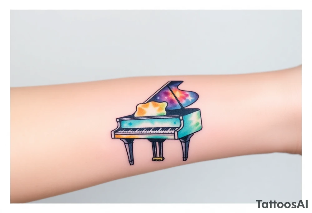 Grand piano under stars tattoo idea