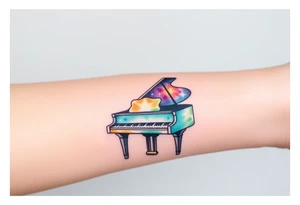 Grand piano under stars tattoo idea