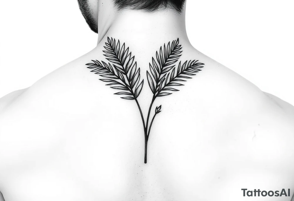 palm leaves neck tattoo tattoo idea