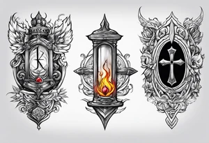 All 4 elements surrounding a broken sword tattoo idea